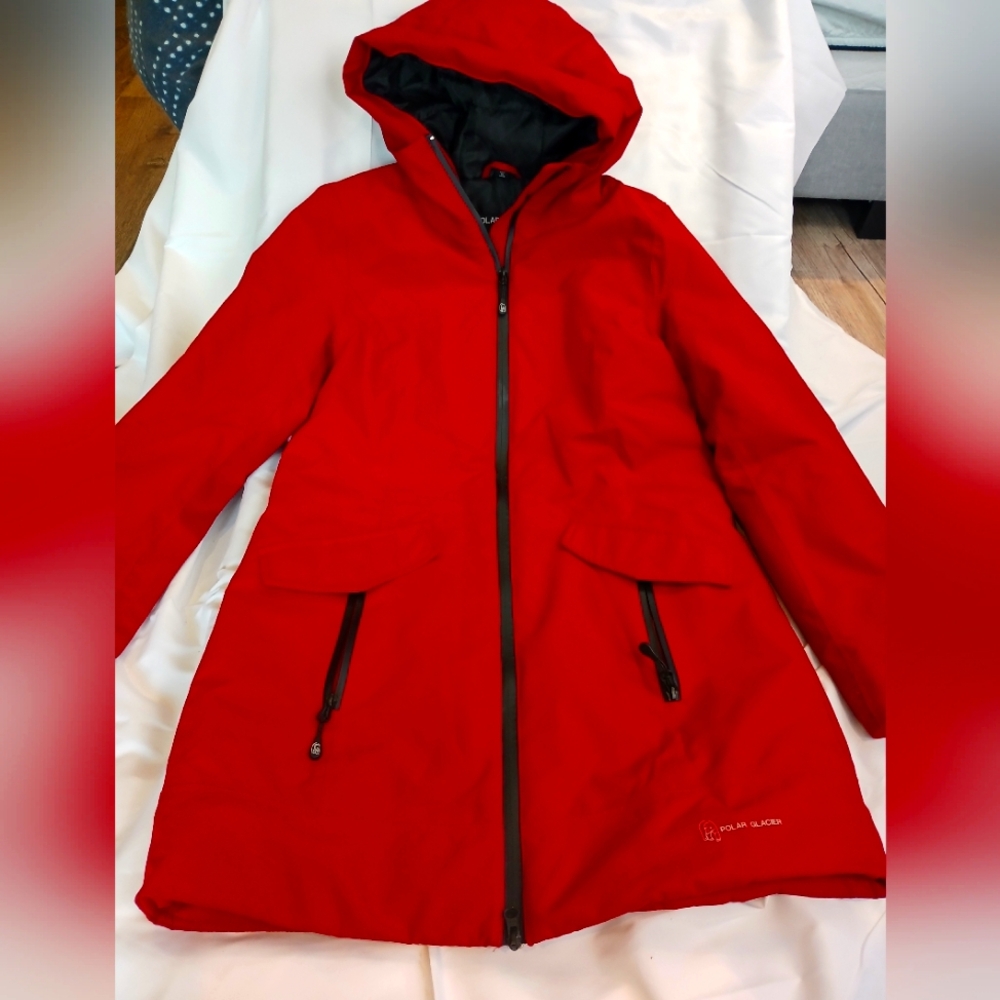 Red Hooded Polar Glacier Womens Jacket Size Small
